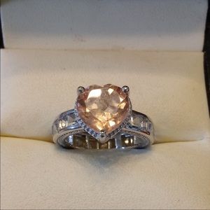 7.5 carat genuine Morganite heart ring
